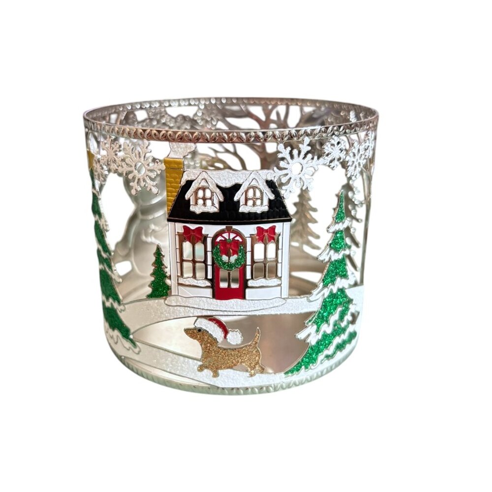 Bath & Body Works Holiday Chirstmas Snowman Scene 3-Wick Candle Holder NEW 2022